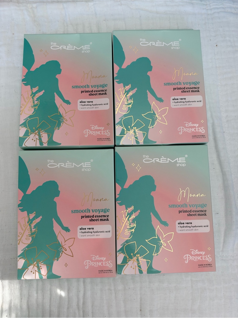 NIB The Crème Shop x Disney Moana Smooth Voyage Sheet Mask 4 Box Bundle